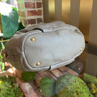 PRADA Gray Argilla Vitello Daino Leather Shoulder Bag