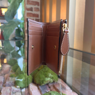 BURBERRY Compact Small Beige Check Canvas Wallet