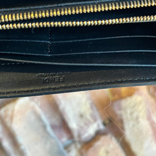 FENDI Baguette Continental Wallet on Chain Black Nappa FF Embossed Crossbody