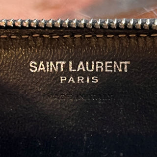 SAINT LAURENT Cassandre YSL Monogram Silver Chevron Leather Wallet