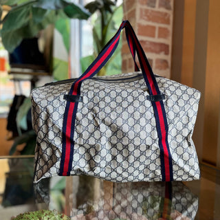 GUCCI Vintage Foldable Black GG Monogram Canvas Duffle Bag Pouch