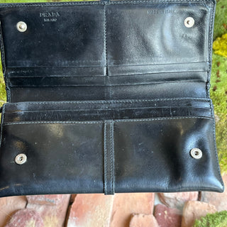 PRADA Black Leather Vintage Wallet