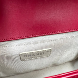 CHANEL Boy Bag Medium Red Perforated Lambskin Leather Shoulder Bag