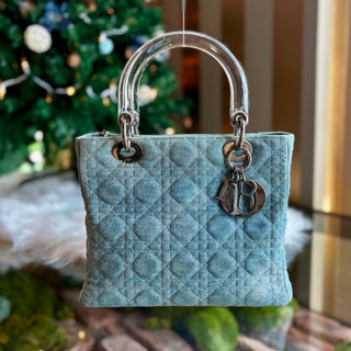 DIOR Vintage Denim Lady Dior Lucite Handles