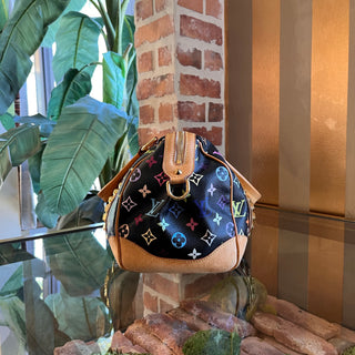 LOUIS VUITTON Courtney MM Black Monogram Multicolor Canvas Satchel Bag