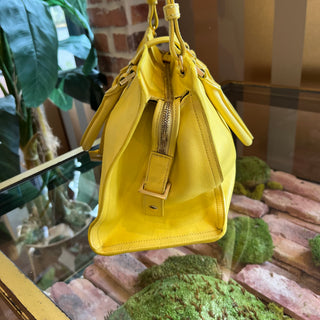 SAINT LAURENT Cabas ChYc Small Yellow Leather Two Way Tote