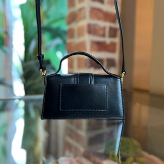 JACQUEMUS Le Bambino Mini Black Smooth Calfskin Leather Top Handle Bag