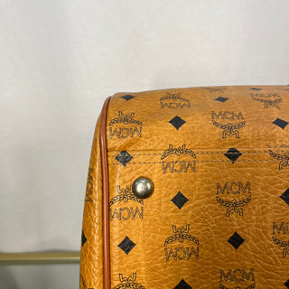 MCM Cognac Visetos Monogram Canvas Duffle Bag