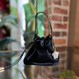 VERSACE Black Satin Small Bucket Bag