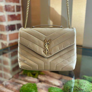 SAINT LAURENT Beige Signature LouLou Small