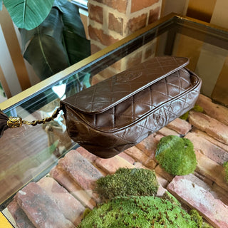 CHANEL Vintage Brown Lambskin Leather Clutch Bag