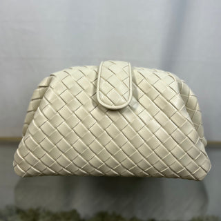 BOTTEGA VENETA Teen Lauren 1980 Intrecciato Off- White Clutch