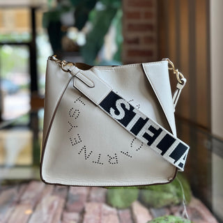 STELLA MCCARTNEY Logo Crossbody Smooth Alter Mat Vegan Leather Perforated Crossbody Bag