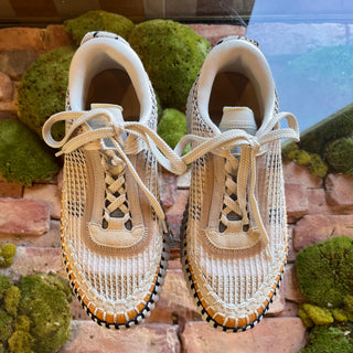 CHLOE Nama Stitch Mixed Media Walking Sneakers SZ 37 (US 7)