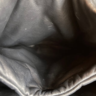 PRADA Black Padded Leather Triangle Logo Tote Bag