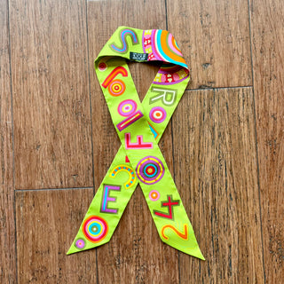 HERMÈS Tohu Bohu Neon Green Silk Twilly Scarf