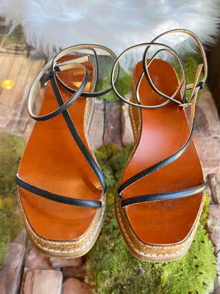 JIMMY CHOO Black Drive Strappy Espadrilles SZ 37