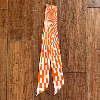 HERMES Orange White OP H Silk Twilly