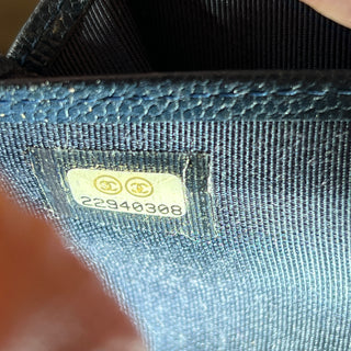 CHANEL Zip Around Blue Quilted Caviar Long Wallet