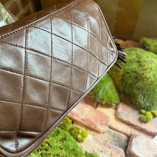 CHANEL Vintage Brown Lambskin Leather Clutch Bag
