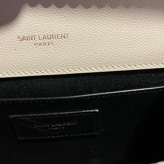SAINT LAURENT Kate Small Chain Blanc Vintage Grain De Poudre Embossed Crossbody