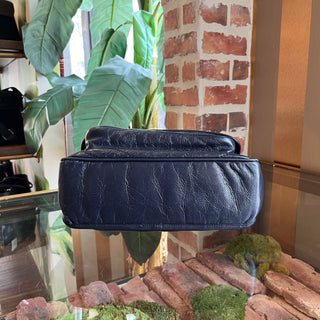 SAINT LAURENT Niki Medium Blue Crinkled Leather Monogram Shoulder Bag