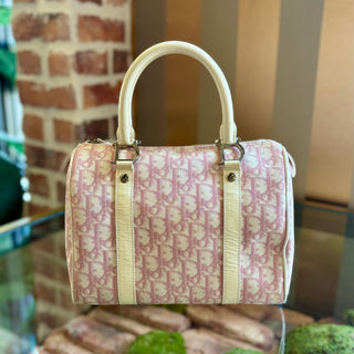 DIOR Rose Clair Coated Canvas Logo Medium Boston Bag
