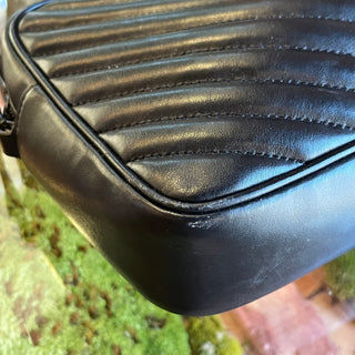 SAINT LAURENT Lou Black Calfskin Leather Camera Crossbody Bag