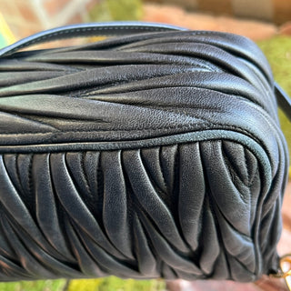 MIU MIU Black Matelasse Nappa Leather Shoulder Bag