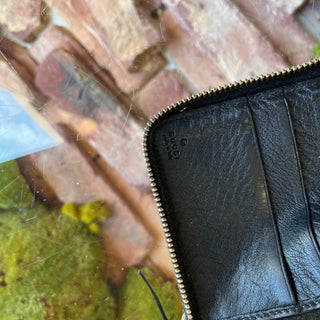 GUCCI Soho Black Pebbled Leather Zip-Around Continental Wallet