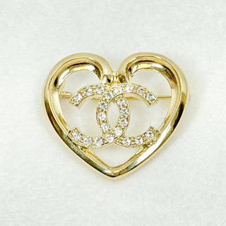 CHANEL Gold Heart CC Brooch