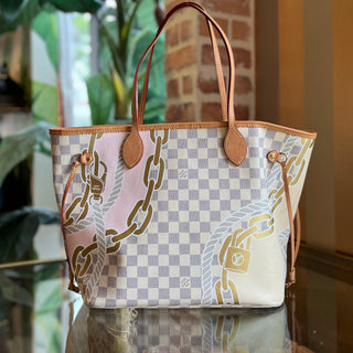 LOUIS VUITTON Neverfull MM Damier Azur Canvas Nautical Tote Bag