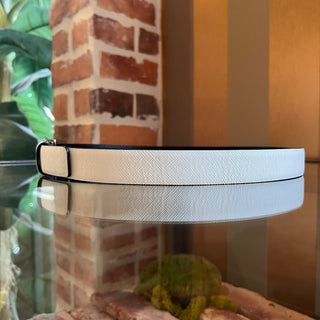 PRADA White/Black Leather Reversible Belt SZ 80/32