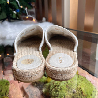 GUCCI 38.5(8.5US) Great White Nappa Leather Slip On Espadrilles