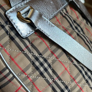 BURBERRY 1983 Knight Check Link Silver Smooth Calfskin Backpack