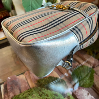 BURBERRY 1983 Knight Check Link Silver Smooth Calfskin Backpack