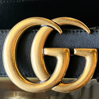 GUCCI Black Double G Logo Leather Belt 90.36
