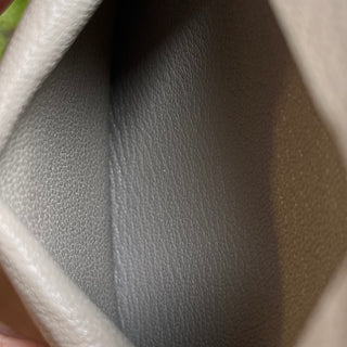 HERMES Calvi Beige Leather Card Case