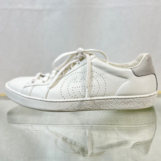 GUCCI Perforated GG White Leather Sneakers SZ 40