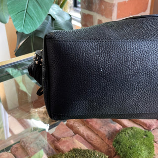 GUCCI Soho Studded Black Pebbled Calfskin Leather Chain Tote Bag