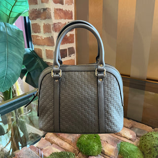 GUCCI Dome Mini Gray Microguccissima Shoulder Bag