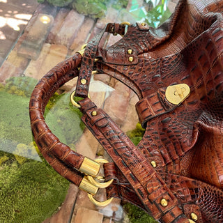 BRAHMIN Elisa Pecan Melbourne Croc-Embossed Shoulder Bag