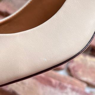 TORY BURCH T Logo White Leather Heels SZ 8.5