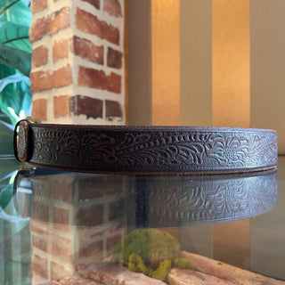 GUCCI GG Brown Calfskin Tooled Leather Belt SZ 90/36