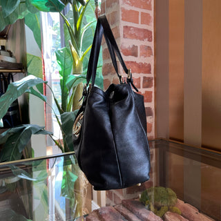 GUCCI Britt Medium Black Leather Tote Bag