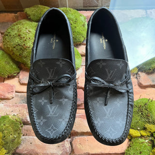 LOUIS VUITTON Mens Arizona Eclipse LV Monogram Canvas Loafers SZ 9.5