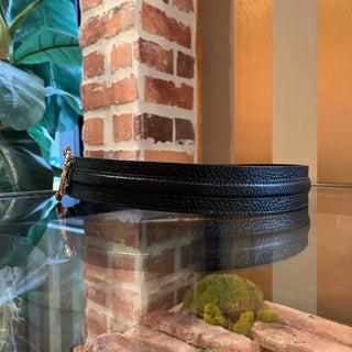 GUCCI G Bamboo Buckle Black Leather Belt SZ 85/34