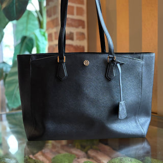 TORY BURCH Black Robinson Saffiano Tote