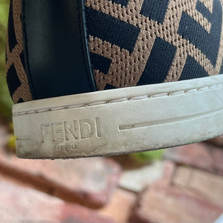 FENDI FF Print Brown/Black Mesh Sneakers SZ 9