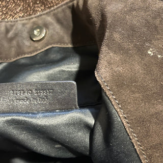 SAINT LAURENT Roady Brown Glitter Soft Leather Hobo Bag